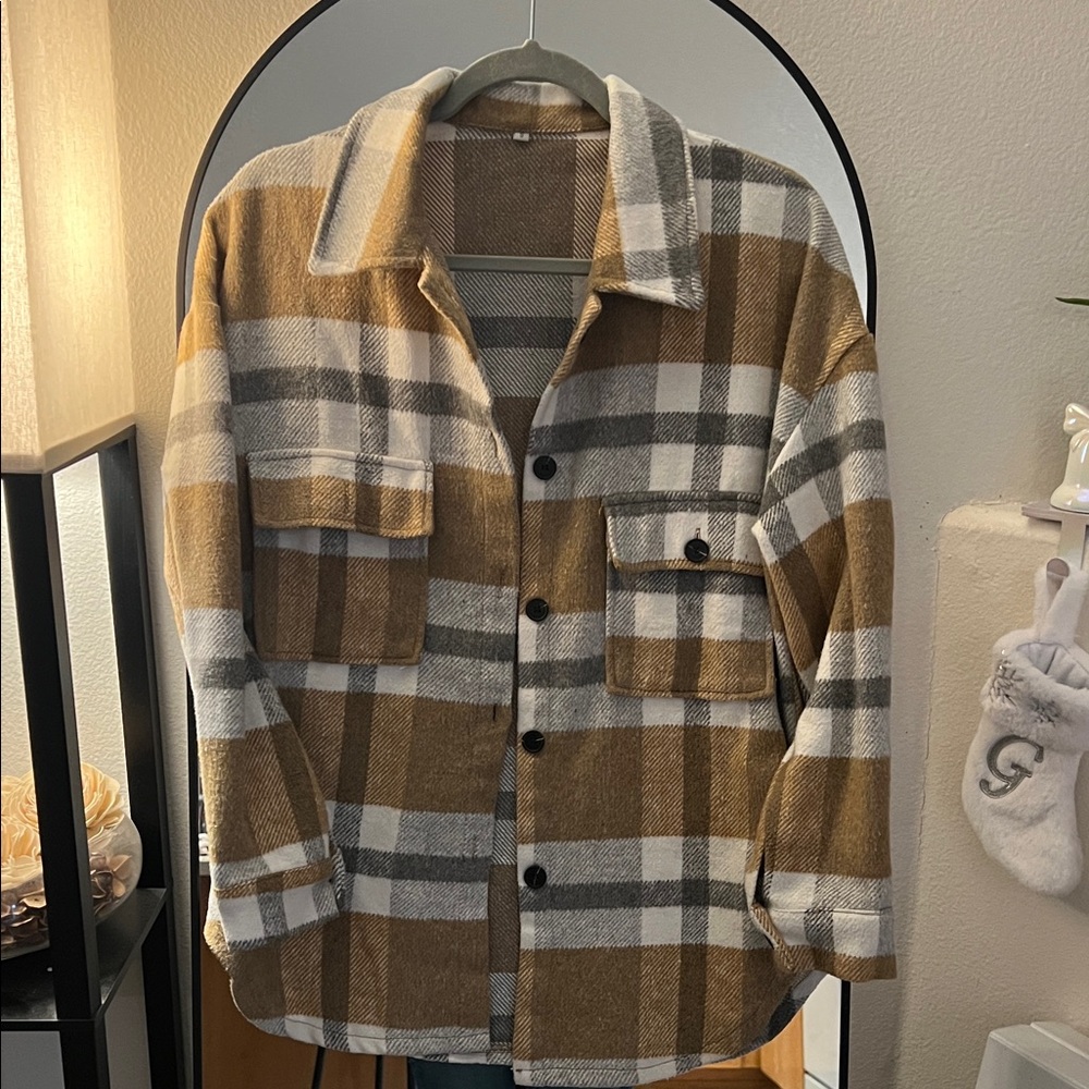 Plaid Button-Up Jacket